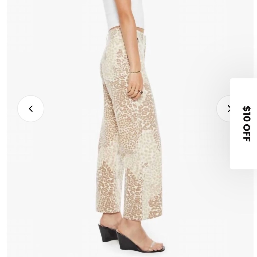 MOTHER Beige Leopard Print Wide-Leg Jeans - Picture 3 of 11